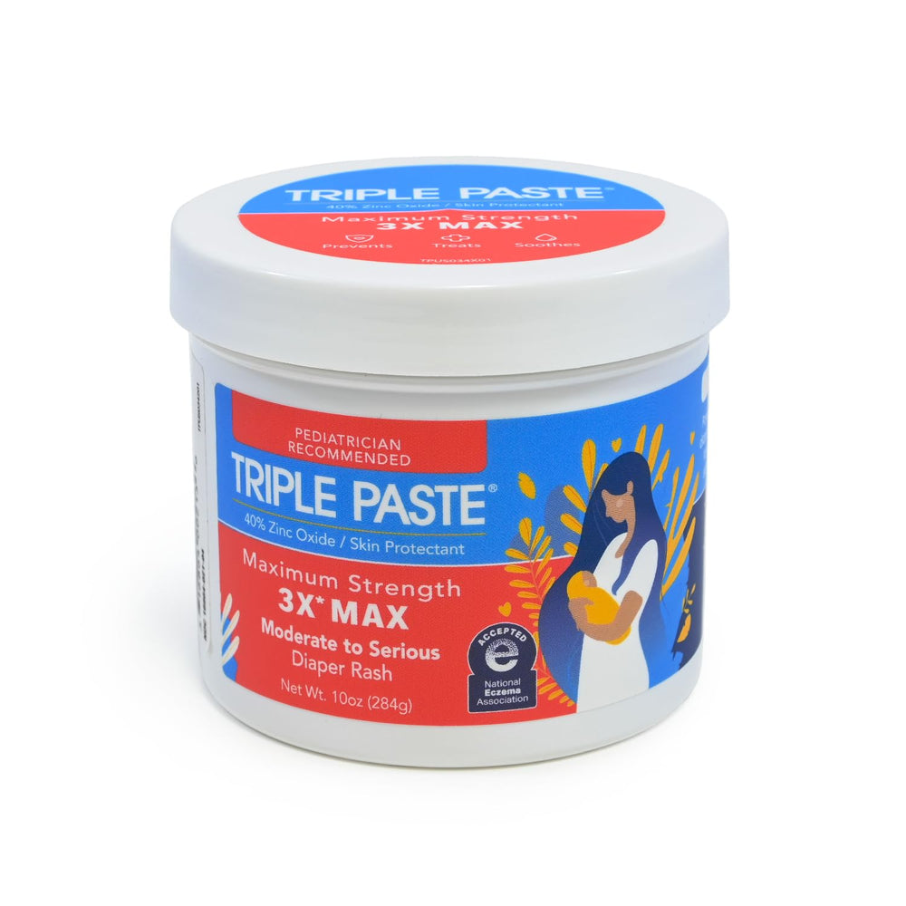Triple Paste 3X Max zinc oxide ointment jar for diaper rash relief.