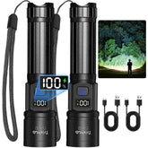 TrixHub rechargeable flashlights 2-pack illuminate campsites with reliable power.