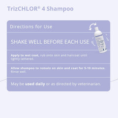 TrizCHLOR 4 shampoo applied to a cat's coat for cleansing