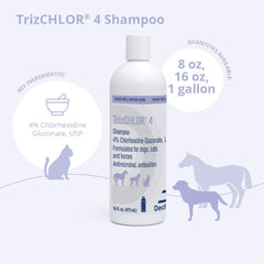 TrizCHLOR 4 shampoo applied to a dog's coat for cleansing