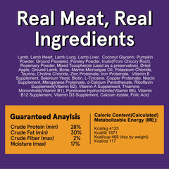 TRMC lamb bites closeup— high-protein morsels that dogs eagerly crunch at mealtime