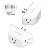 TROND multi plug extender with three angled outlets for clutter-free charging.