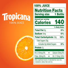 Tropicana Orange Blend label closeup highlights natural flavors
