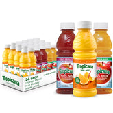 Tropicana Orange Juice 10oz bottle pour highlights fresh citrus flavor for busy mornings