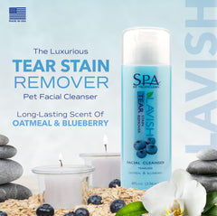 TropiClean SPA blueberry facial shampoo foamy lather during dog bath time