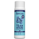 TropiClean SPA tear stain remover bottle close-up showing potential stain reduction