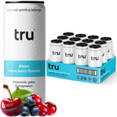 Tru Calming Drink Cherry Berry bottle highlights magnesium glycinate.