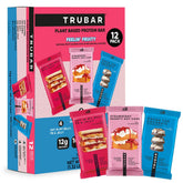 TRUBAR Feelin’ Fruity Variety Pack on shelf, ideal for on-the-go plant-based snacking.