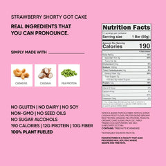 TRUBAR Strawberry Shorty Got Cake bar close-up, fruity indulgence with clean ingredients.