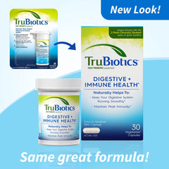 TruBiotics capsules close-up highlighting the probiotic pills and dosage.