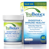 TruBiotics digestive balance bottle with capsules for daily gut comfort.