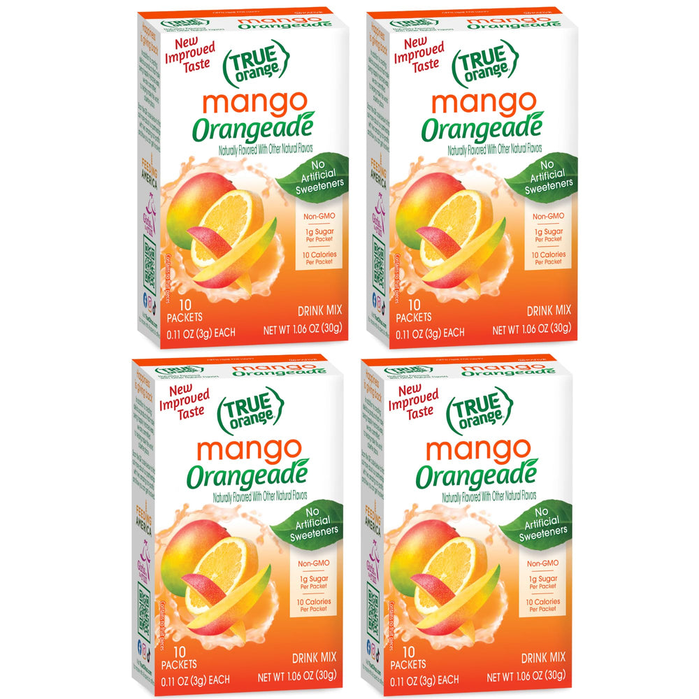 True Lemon Mango Orange Drink Mix 10-count pack shown for convenient hydration.