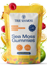 TrueSeaMoss gummies close-up with fruity flavor for easy daily enjoyment.