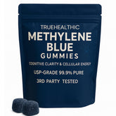 TRUEHEALTHIC Methylene Blue Gummies pack shot; convenient daily, clean-label vegan.