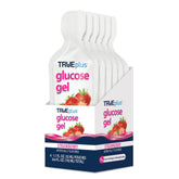 TRUEplus Glucose Gel Pouch strawberry flavor, portable for quick energy on the go.