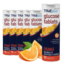 TRUEplus Glucose Tablets orange flavor tube ready for on-the-go energy