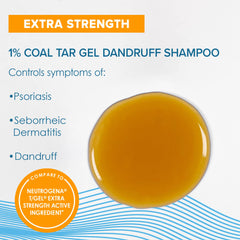 True+Real coal tar therapy label closeup highlights 1% coal tar for dandruff management.