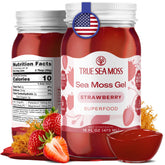 TrueSeaMoss strawberry gel jar showing smooth texture and natural flavor.