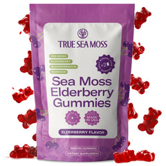 TrueSeaMoss gummies packaging front for easy daily wellness on the go.