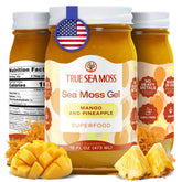 TrueSeaMoss mango-pineapple gel jar for smoothies and daily use.