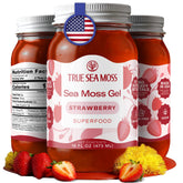 TrueSeaMoss strawberry gel jar showing natural flavor and smooth texture for smoothies