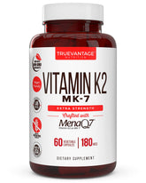 Truevantage Vitamin K2 MK7 180mcg bottle with label supporting heart and bone health