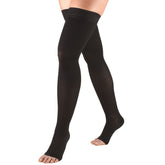 Truform 20-30 mmHg dot-top thigh-high stockings for long-wear comfort.