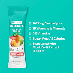 TRULABS Hydrate Peach Mango stick pack for convenient on-the-go hydration