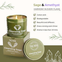 TRUMIRI Candle Closeup Amber Glow highlights natural soy wax and calming fragrance.