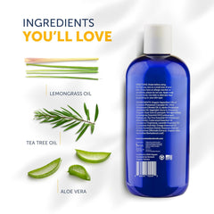 Gym-friendly post-workout wash from Truremedy Naturals Tea Tree & Lemongrass bottle
