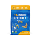 TruRoots Organic Spouted Quinoa bag close-up showing sprouted grains for nutrient-rich meals.