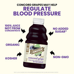 truRoots R.W. Knudsen Organic Just Concord Grape Juice served over ice, fruity flavor ready for everyday enjoyment.