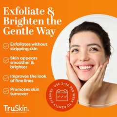 TruSkin exfoliation applied on cheek demonstrates gentle facial massage