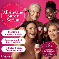 TruSkin Vitamin C Serum pump dispense demonstrates easy application.