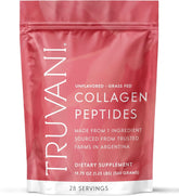 Truvani Hydrolyzed Collagen Peptides unflavored jar for easy daily supplementation and wellness support.