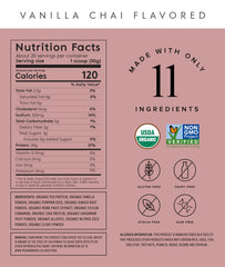 Truvani pea protein scoop highlights pure formula for gluten-free, dairy-free nutrition on busy days.