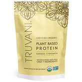 Truvani vegan pea protein powder banana cinnamon bottle for on-the-go protein