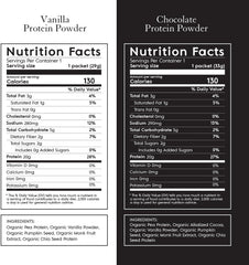 Truvani vegan pea protein packets closeup highlighting clean, plant-based nutrition.