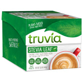 Truvia Original packets in a coffee cup provide zero-calorie sweetness.