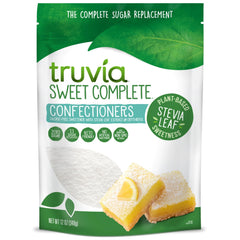 Truvia Sweet Complete Confectioners bag showing calorie-free sweetness for frosting
