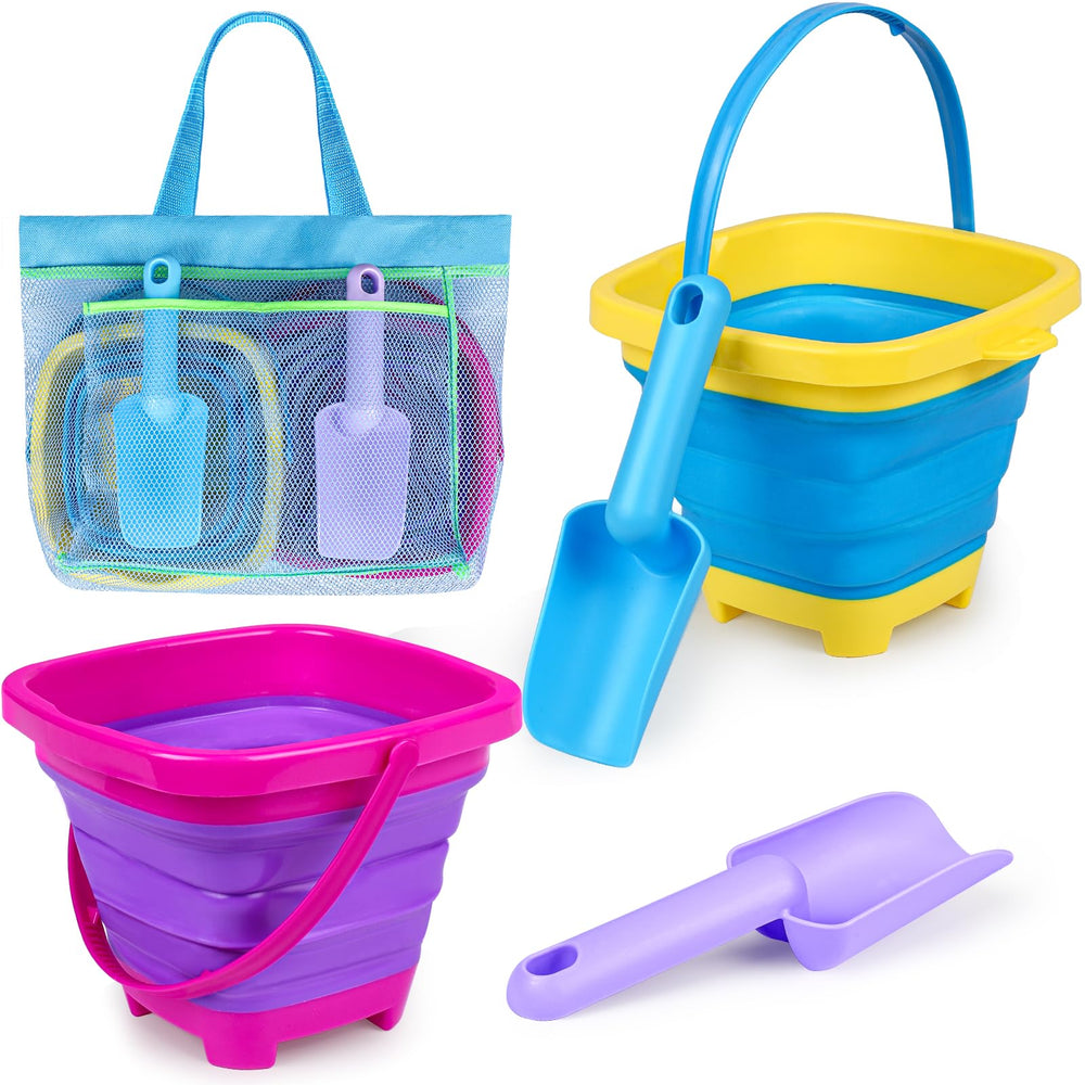 TSDATOWR collapsible buckets 2-pack for easy storage and beach play