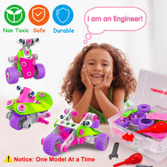 Tsomtto pink building racing car model promotes engineering curiosity and teamwork