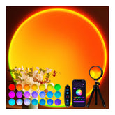 Tsrarey Sunset Lamp on wall creating warm golden projection for cozy rooms.