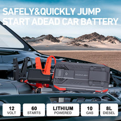 Tstiti 4000A jump starter side portrait demonstrates portable power for on-the-go emergencies.