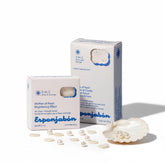T.Taio Mother of Pearl Esponjabon sponge package in bathroom, durable and refreshing skin.