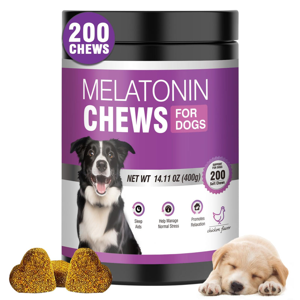 TTIXRL Calming Melatonin for Dogs packaging helps calm anxious pets.
