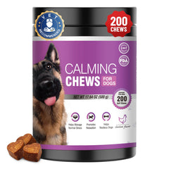 TTLXRL calming chews bottle pour promotes calm during storms for dogs.