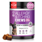 TTLXRL dog allergy chews bottle image showing easy serving and itch relief potential.