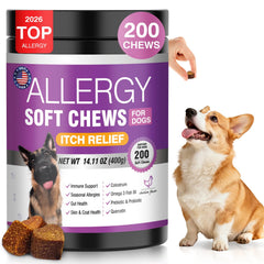 TTLXRL dog allergy chews jar with soft chews for itch relief and immune support