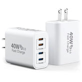 TT&C 40W USB-C charger block front view with four ports for fast charging